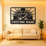 Personalized Welder Metal Wall Art with Torch and Hammer