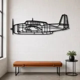 Silhouette d'avion TBM-3N en métal, Décoration murale en métal, Décor aéronautique, Décor d'aviation