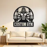 Personalized Gorilla Powerlifting Metal Wall Art for Gym Decor