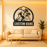 Personalized Wrestling Match Metal Wall Art with Belt Frame