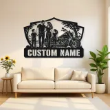 Personalized Family of Four Cruiser Motorcycle Metal Wall Art