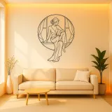 Seated Window Style Metal Wall Art | Fashion Figure Wall Decor