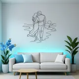 Beach Walk Pair Metal Wall Art | Romantic Couple Decor