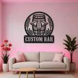 Personalized Home Bar Metal Wall Art with Beer Barrel