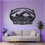 Personalized Freestyle Swimmer Metal Wall Art with Pool Lanes
