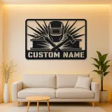 Personalized Welder Metal Wall Art with Torch and Hammer