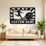 Personalized Soccer Player Metal Wall Art with Stadium