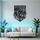 Personalized Three Football Players American Flag Metal Wall Art