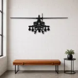 Silhouette de l'hélicoptère AH-64D Apache Front en métal, Décoration murale, Cadeau d'anniversaire, Silhouette d'avion