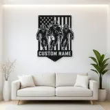 Personalized Three Football Players Flag Metal Wall Art