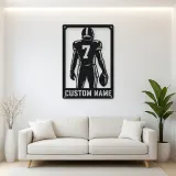 Personalized Number 7 Football Player Back View Metal Wall Art
