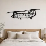 Silhouette de l'hélicoptère Chinook CH-47 en métal, Décoration murale, Cadeau d'anniversaire, Silhouette d'avion