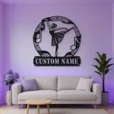 Personalized Ballerina Metal Wall Art with Musical Notes