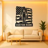 Personalized Number 01 Football Player Flag Metal Wall Art