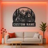 Personalized Family of Five Camping Motorcycle Metal Wall Art