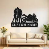 Personalized Sport Bike Family of Three Metal Wall Art