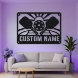Personalized Pickleball Metal Wall Art with Sunrise Court
