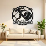 Personalized Softball Batter Metal Wall Art with Diamond