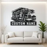 Personalized Car Carrier Semi Truck Metal Wall Art