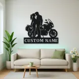 Personalized Helmet Couple and Touring Motorcycle Metal Wall Art