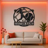 Personalized Softball Batter Metal Wall Art with Diamond