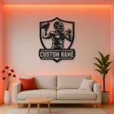 Personalized Quarterback Passing Shield Metal Wall Art