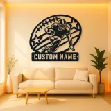 Personalized Running Back Stars and Stripes Metal Wall Art