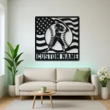 Personalized Female Softball Follow Through Flag Metal Wall Art