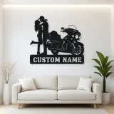 Personalized Touring Bagger Couple Metal Wall Art
