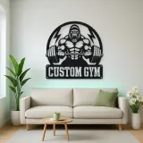 Personalized Gorilla Powerlifting Metal Wall Art for Gym Decor