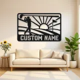 Personalized Golf Swing Metal Wall Art with Fairway