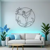 Compass Pose Line Metal Wall Art | Yoga and Meditation Wall Decor