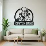 Personalized Wrestling Match Metal Wall Art with Belt Frame