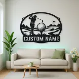 Personalized Golfer Metal Wall Art with Fairway Scene