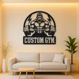 Personalized Gorilla Powerlifting Metal Wall Art for Gym Decor