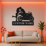 Personalized Sport Motorcycle Couple Metal Wall Art