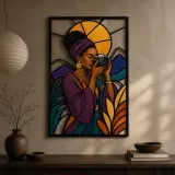 Black Woman Photographer in Mountain Landscape Colorful Metal Wall Art