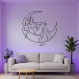 Reclining Crescent Muse Metal Wall Art | Celestial Woman Wall Decor