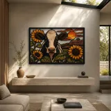 Holstein Cow with Sunflowers by Rustic Barn Colorful Metal Wall Art