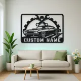 Personalized Muscle Car Metal Wall Art with Wrench Frame