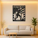 Personalized Female Softball Batter Vertical Flag Metal Wall Art