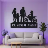 Personalized Motocross Family with Mini Dirt Bike Metal Wall Art