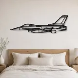 Silhouette d'avion F-16 Falcon en métal, Décoration murale aéronautique