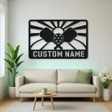Personalized Pickleball Paddle Metal Wall Art with Sunrise