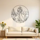 Décoration murale en métal Étreinte au Bord du Lac | Décor Couple Romantique