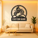 Personalized Motocross Rider Metal Wall Art with Mountain Jump