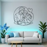 Coffee Morning Couple Metal Wall Art | Romantic Couple Decor