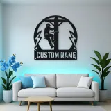 Personalized Electrical Lineman Metal Wall Art with Utility Pole