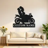 Personalized Lifted Couple Sport Motorcycle Metal Wall Art