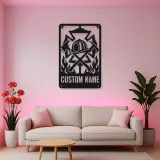 Personalized Firefighter Crest Metal Wall Art with Axes